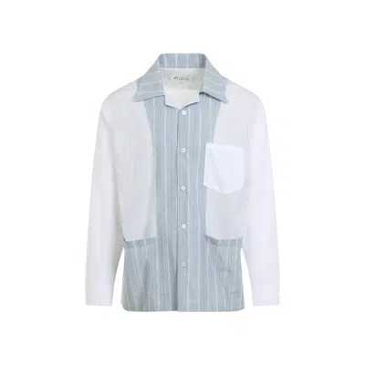 MAISON MARGIELA WHITE AND BLUE STRIPED COTTON SHIRT