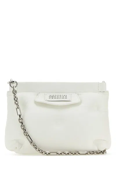 MAISON MARGIELA WHITE NAPPA LEATHER MINI SLAM RED CARPET CLUTCH