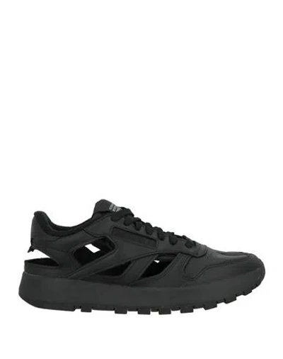 MAISON MARGIELA MAISON MARGIELA X REEBOK WOMAN SNEAKERS BLACK SIZE 8 LEATHER, TEXTILE FIBERS