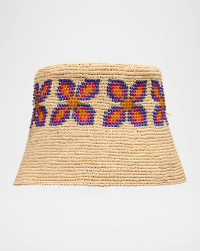 MAISON MICHEL LILA FLOWER CROCHET BUCKET HAT