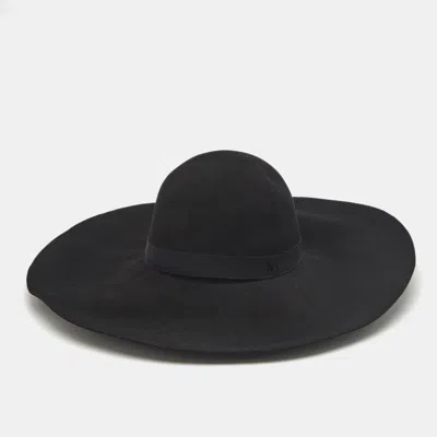 MAISON MICHEL PARIS BLACK BLANCHE FELT WIDE-BRIM HAT M