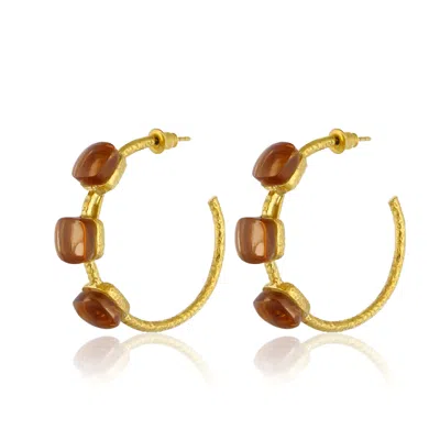 MAISON SOULA WOMEN'S YELLOW SIENA HOOP EARRINGS - CORAL GOLD