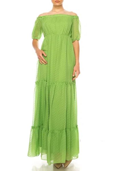 MAISON TARA SHORT SLEEVE TIERED MAXI DRESS IN GRASS