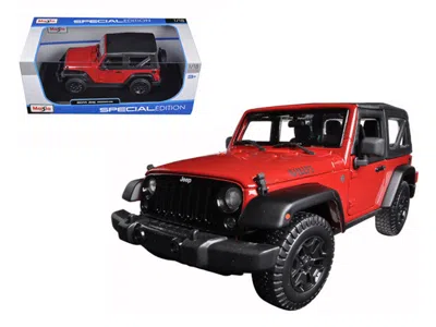 MAISTO 2014 JEEP WRANGLER WILLYS RED 1/18 DIECAST MODEL CAR BY MAISTO