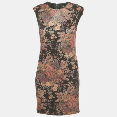 MAJE BLACK FLORAL JACQUARD MINI DRESS S