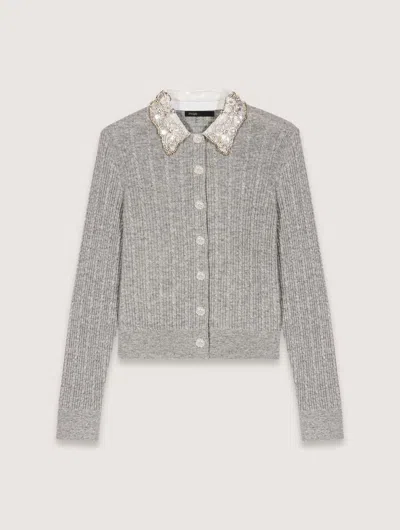 MAJE CARDIGAN WITH REMOVABLE COLLAR