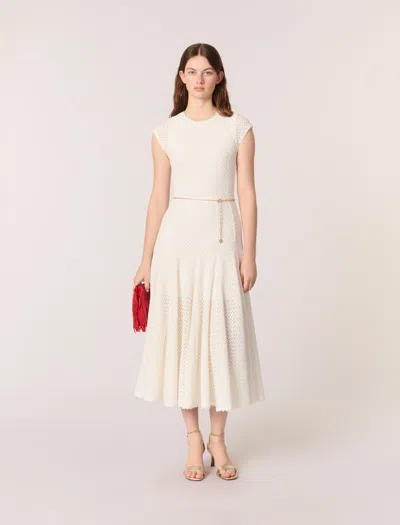 MAJE CROCHET-KNIT MAXI DRESS