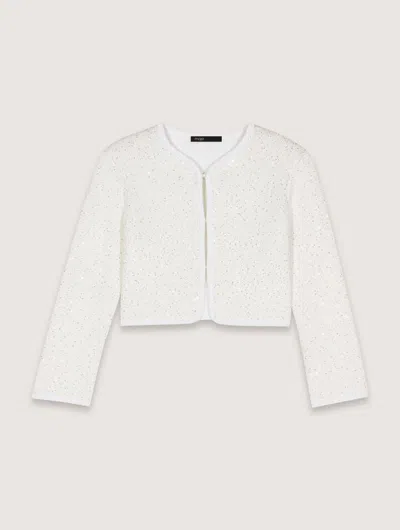 MAJE CROPPED CARDIGAN WITH RHINESTONES