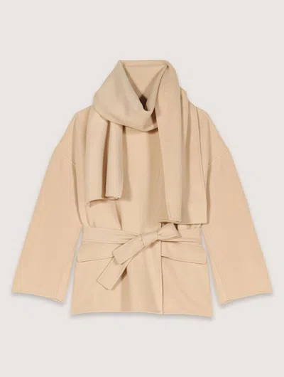MAJE DOUBLE-FACED COAT WITH SCARF