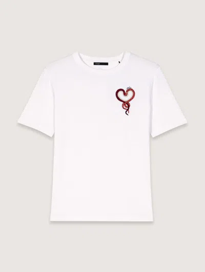 MAJE MAJE WOMAN'S COTTON EMBROIDERED T-SHIRT FOR SPRING/SUMMER