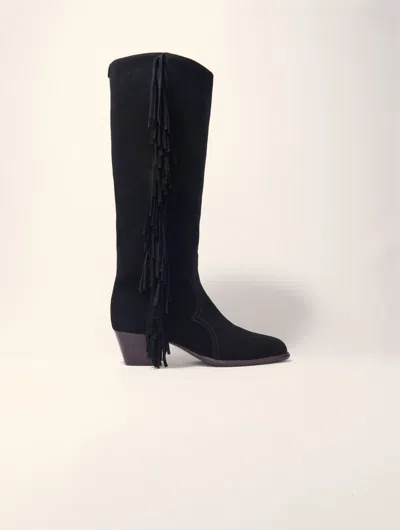MAJE FRINGED SUEDE COWBOY BOOTS