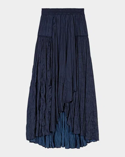 MAJE JAPRI PLEATED SATIN-EFFECT SKIRT
