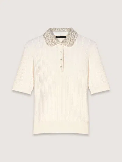 MAJE REMOVABLE COLLAR KNIT POLO SHIRT