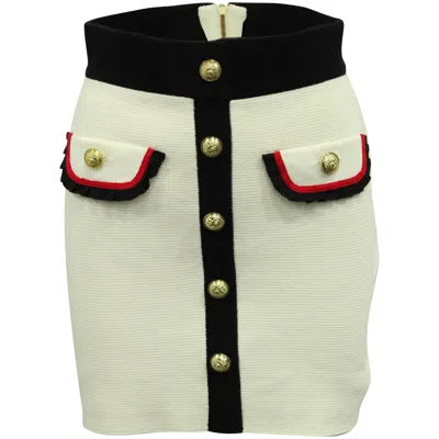 MAJE KNITTED PENCIL SKIRT IN WHITE COTTON