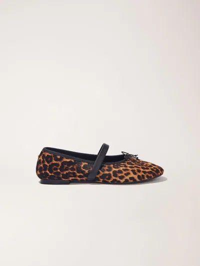 MAJE LEOPARD-EFFECT LEATHER BALLET FLATS