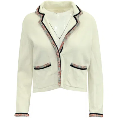 MAJE LOCK KNIT CARDIGAN IN WHITE COTTON