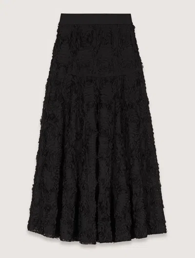 MAJE LONG EMBROIDERED SKIRT