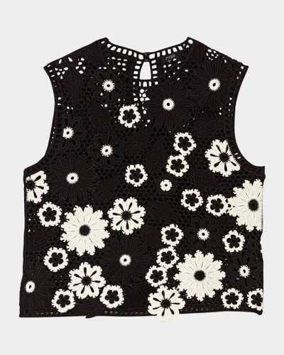 MAJE MOCHETTY FLORAL CROCHET TOP