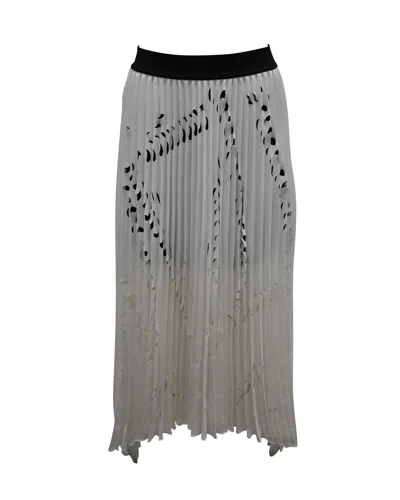 MAJE PLEATED LASER CUT SKIRT IN IVORY POLYESTER