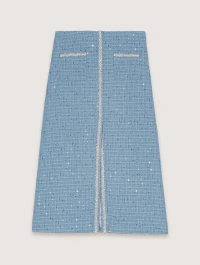 MAJE SEQUIN TWEED MIDI SKIRT