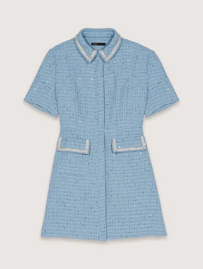 MAJE SEQUIN TWEED SHORT DRESS