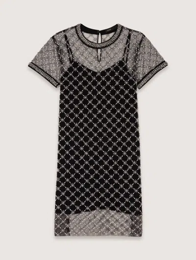 MAJE SHORT EMBROIDERED TULLE DRESS