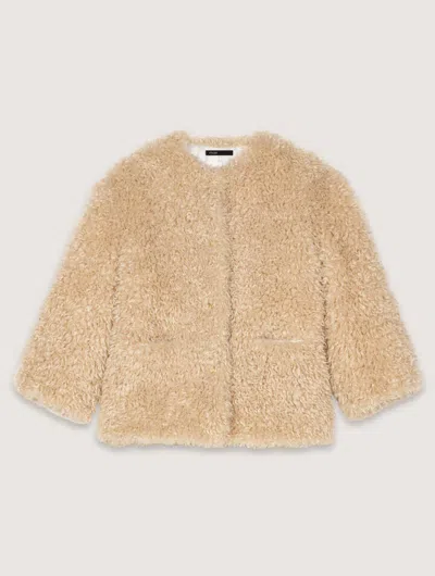 MAJE SHORT FAUX FUR COAT