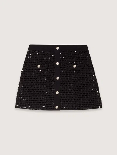 MAJE SHORT SEQUINNED KNIT SKIRT