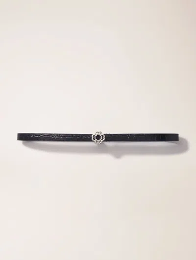MAJE SLIM MOCK CROC LEATHER CLOVER BELT