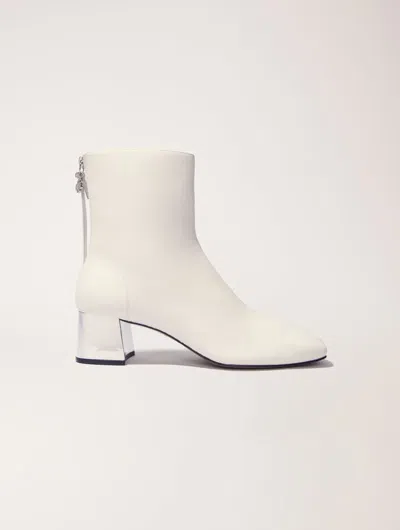 MAJE SQUARE-TOED LEATHER BOOTS