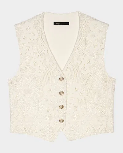 MAJE VIRENDANA FLORAL LACE VEST