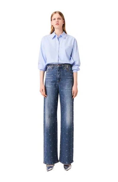 MAJE MAJE WIDE-LEG DENIM JEANS WITH STUDS