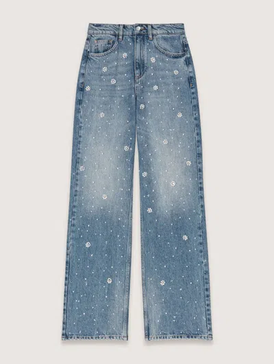MAJE WIDE-LEG EMBROIDERED JEANS