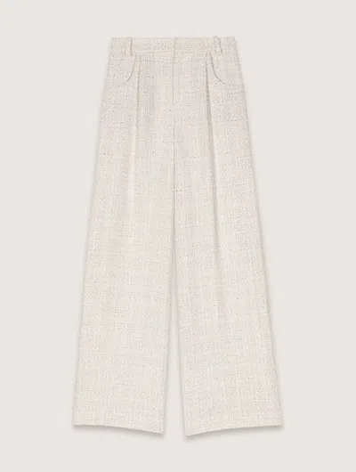 MAJE WIDE-LEG TWEED TROUSERS