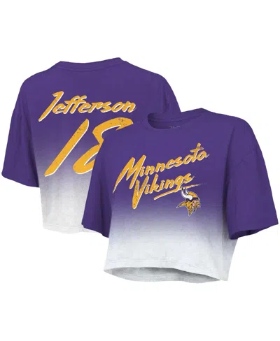 MAJESTIC WOMEN'S MAJESTIC THREADS JUSTIN JEFFERSON PURPLE, WHITE MINNESOTA VIKINGS DRIP-DYE PLAYER NAME AND N