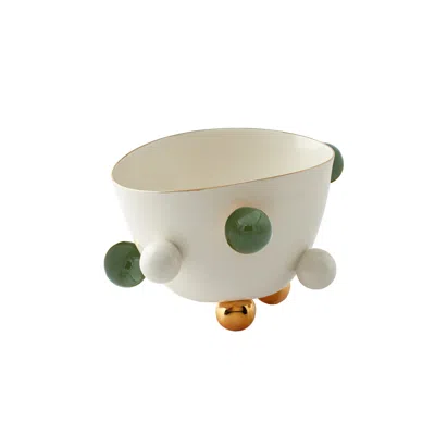 MAJI ATELIER GOLD / GREEN / NEUTRALS COSMOS PORCELAIN BOWL LARGE, GOLD-GREEN DETAIL