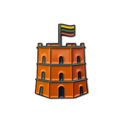 MAKE HEADS TURN WOMEN'S BROWN / BLACK ENAMEL PIN GEDIMINAS CASTLE