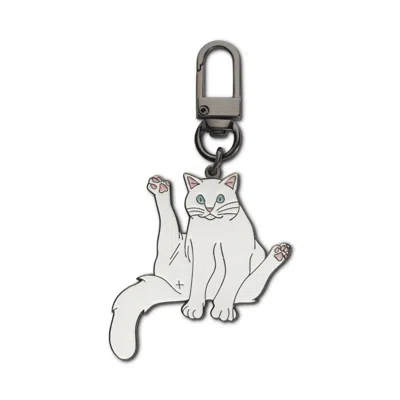 MAKE HEADS TURN WOMEN'S WHITE / BLACK ENAMEL KEYCHAIN / BAG CHARM SITTING CAT