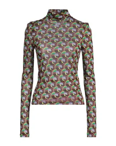 MALIPARMI MALÌPARMI WOMAN T-SHIRT DARK BROWN SIZE 12 MODAL, WOOL