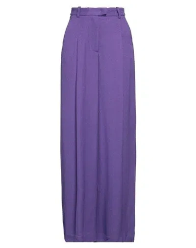 MALLONI MALLONI WOMAN PANTS PURPLE SIZE 4 VISCOSE, COTTON