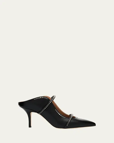 MALONE SOULIERS MAUREEN STUDDED NAPPA LEATHER DOUBLE-STRAP MULES