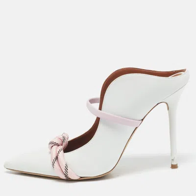 MALONE SOULIERS WHITE/PINK LEATHER MAUREEN MULES SIZE 39.5