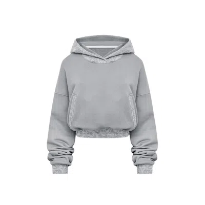 MANDRAGORA WOMEN'S GREY COTTON SWEATSHIRT WITH JACQUARD DETAILING - LANTRE