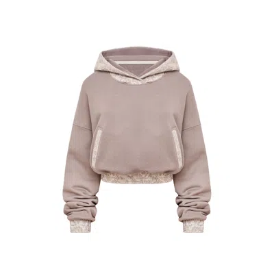 MANDRAGORA WOMEN'S NEUTRALS / BROWN COTTON BEIGE SWEATSHIRT WITH JACQUARD DETAILING - LANTRE