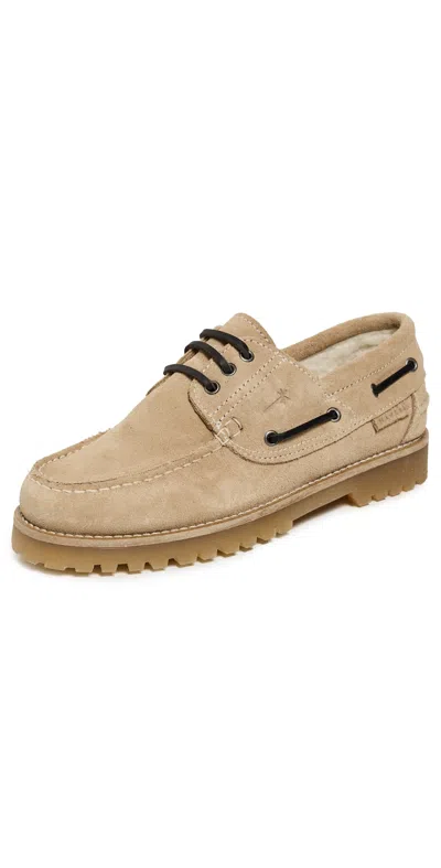 MANEBI SUEDE TANK BOAT SHOES CHAMPAGNE BEIGE