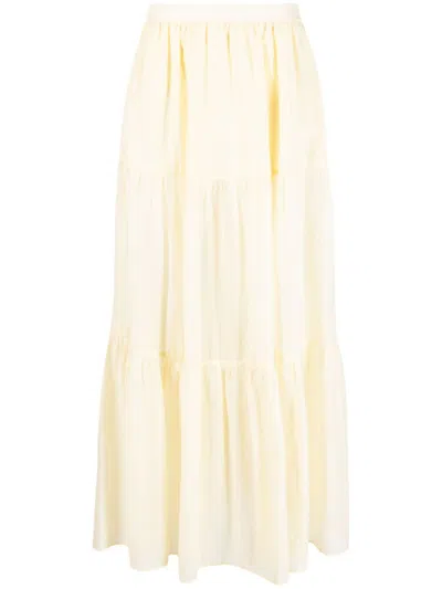 MANEBI YELLOW LIGHT YELLOW RECIFE SILK-COTTON VOILE SKIRT