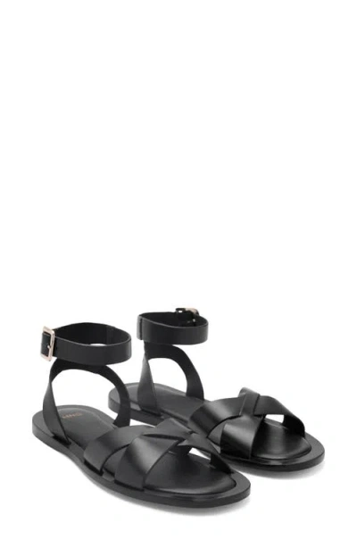 MANGO MANGO ANKLE STRAP LEATHER SANDAL