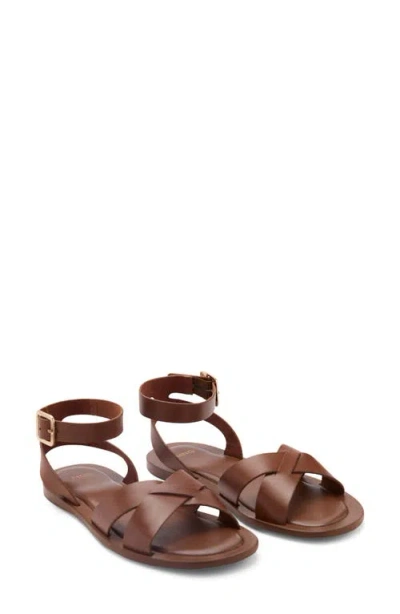 MANGO MANGO ANKLE STRAP LEATHER SANDAL
