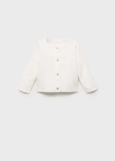 MANGO BABY KNITTED BUTTON CARDIGAN OFF WHITE