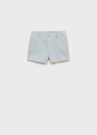 MANGO BABY LINEN-BLEND BERMUDA SHORTS BLUE